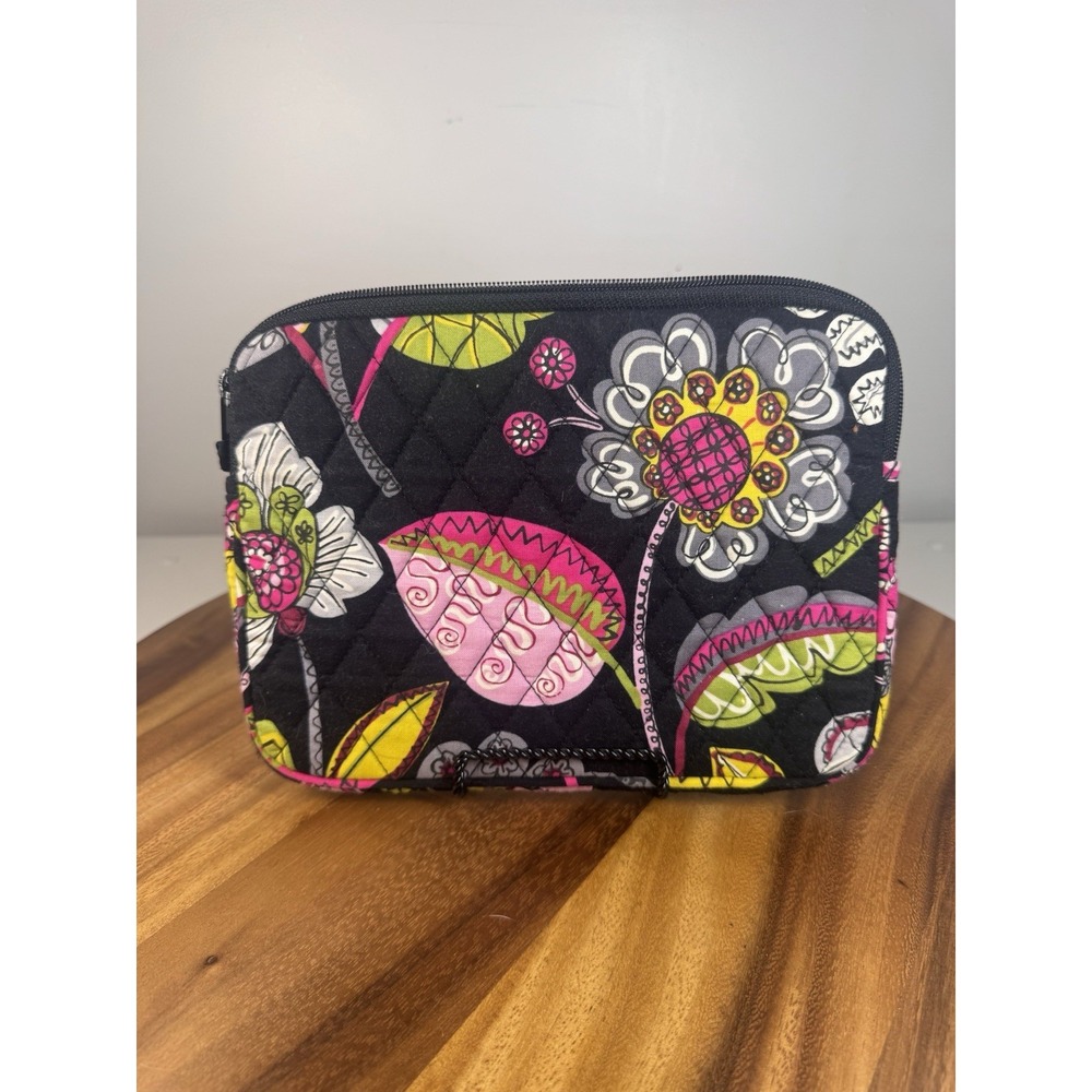 Vera Bradley Wallet/Makeup Case Mod Floral Brown Pink Quilted Zip Storage